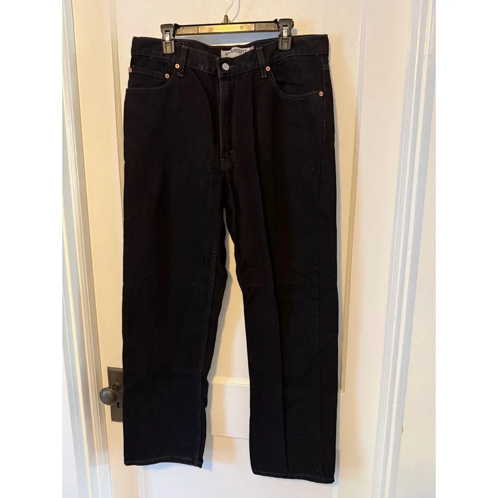 Levi's 550 Relaxed Fit Mens fits 36x31 Black Straight Leg Denim Jeans